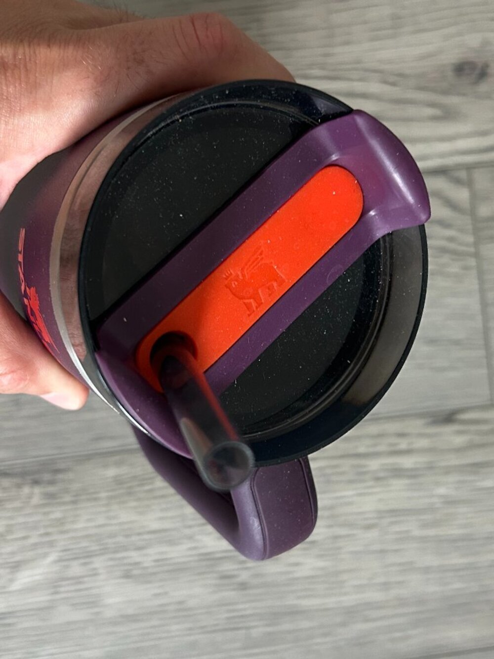 Stanley IceFlow Flip Straw Tumbler 30 oz Plum Purple Orange Lid Handle Cup - Picture 2 of 4